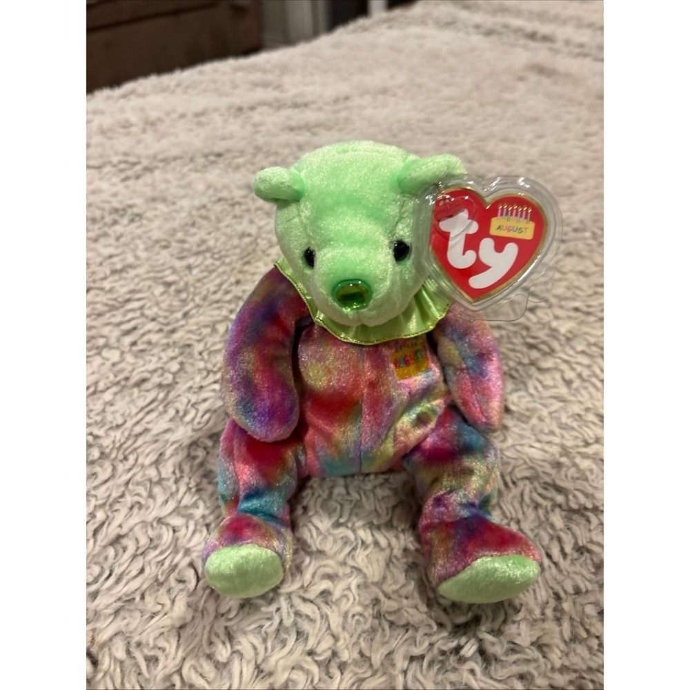 Ty Beanie Baby AUGUST the Birthday Bear 7.5" NEW MWMTs Plush Stuffed Animal Toy
